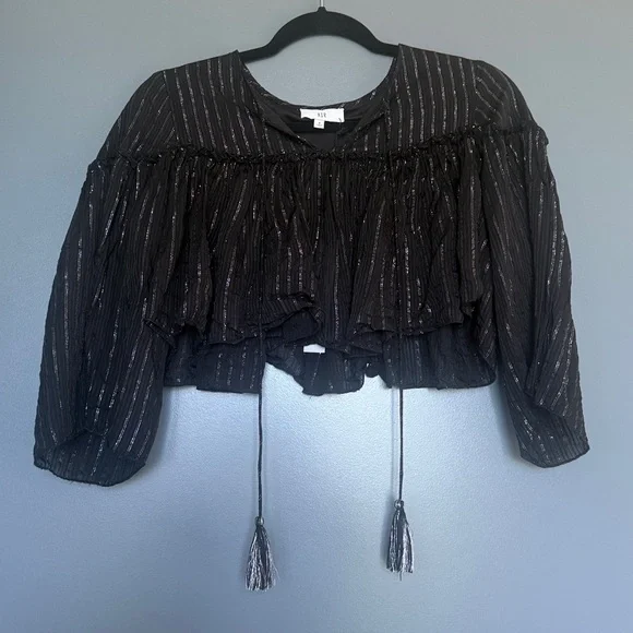 NWT NSR 2 Piece Black Maxi Dress with Silver Pin Stripes -Small - Picture 8 of 15